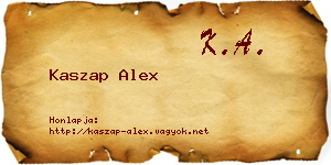 Kaszap Alex névjegykártya